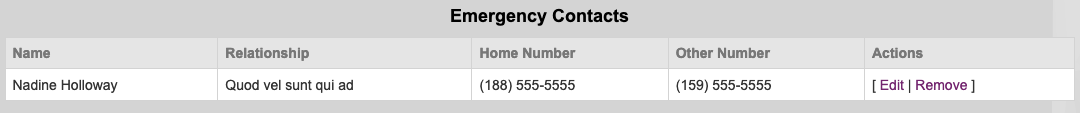 Emergency Contact Example